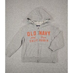 Old Navy Hoodie Boys Size 4T Gray Heather Full Zip Hooded Sweatshirt Fleece
